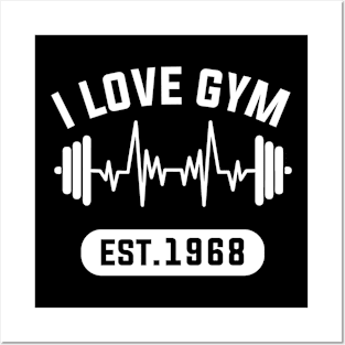 Funny Workout Gifts Heart Rate Design I Love Gym EST 1968 Posters and Art